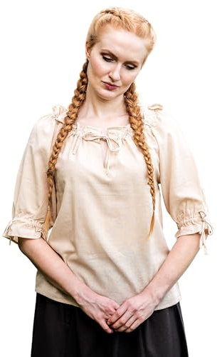 Leonardo Carbone® Damen Bluse Vera | Schulterfrei | Schnürung | Karneval, Halloween, Cosplay, LARP, Mittelalterbluse, Tunika, Kostüm, Festival, Event | 100% Baumwolle Hanf 3XL