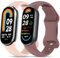 Xisair 2 Bracelets en Silicone Compatible avec Xiaomi Mi Band 9/NFC et Xiaomi Mi Band 8/NFC Montre Intelligente, Bracelet de Remplacement Sport pour Xiaomi Smart Band 9, Xiaomi Smart Band 8 Bracelets