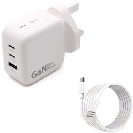 New USB-C 65W / 67W Ac Adapter Replacement For Samsung Galaxy Book Pro 360 NP950QDB NP930QDB NP935QDC Laptop UK Type-C Charger - with 1 x USB-C Cable - White