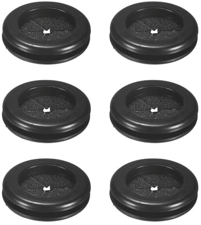 M METERXITY 6-Pack Rubber Grommets for Wiring 25mm Desk Grommet Double-Sided Flexible Cable Cord Grommet Desk Hole Cover for Cables/Wires Through Protection [Black, Petal-Shaped]
