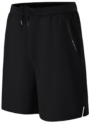 DEHORU Sporthose Herren Kurze mit Reißverschlusstaschen Sporthose Laufhose Fitness Hose Leichtgewichtiges Gym Shorts Trainingshose (BK,L)