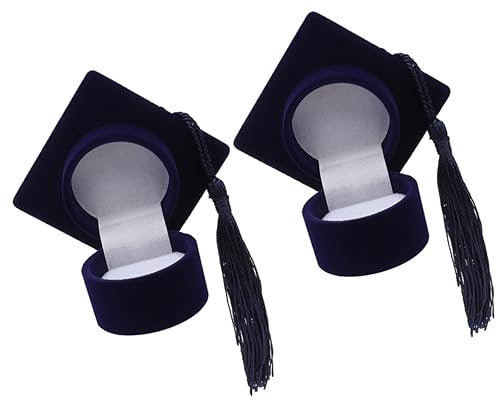 Holibanna 2stücke Doktorhut Ringboxen Flocking Geschenkschachteln Schmuck Geschenkbox Für Hochzeiten Und Abschlussfeiern Für Verlobungsringe Und Halsketten