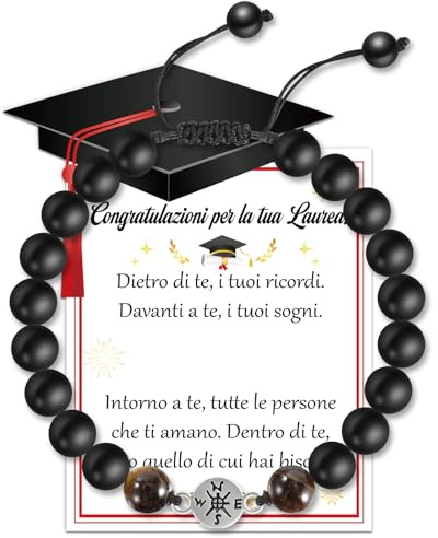 DPKOW Graduation Geschenke für ihn, schwarzes verstellbares Armband mit Kompass und Graduierungskarte, Graduation Gadget für Männer Jungen