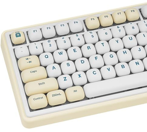 GEKUCAP 140Keys Cute PBT Keycaps, Minimalist MOG Profile Keycap, Dye-Sublimation White and Blue Key Caps, Custom Kawaii Keyboard Key caps Set for for Cherry Gateron MX Swithes Mechanical Keyboards
