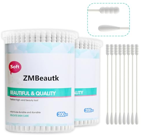 Bio-Wattestäbchen für Säuglinge, Baby/Kinder, runder Kopf, Qtip für Baby-Ohren-Nasen-Reinigung, 100 % Baumwolle, Doppelspitze, Papierstäbchen, Mehrzweck-Wattestäbchen, 400 Stück