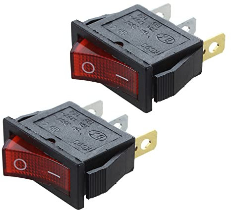 Gvvsjgdbis 2 x interruttore a bilanciere ON OFF bipolare 28 x 10 mm 250 V 15 A, rosso 3 terminali