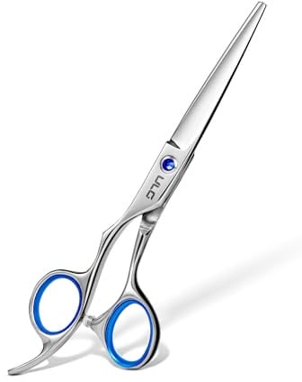 Haarschneideschere für Linkshänder,ULG Profi-Haarschere für Linkshänder, 16,5 cm, Rasierklingenschere für Friseursalons und Haarschnitte zu Hause, aus japanischem Edelstahl, blauer Fingerring