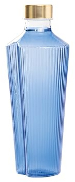 Zafferano Handy Flasche aus Borosilikatglas, 90 cl, italienisches Design, mit austauschbaren goldfarbenen und silbernen Deckeln für glattes und sprudelndes Wasser, umweltfreundliche Geschenkbox (blau)
