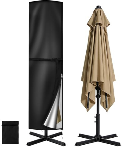 AOOWU Funda Parasol Funda Sombrilla, 210D Oxford Cubierta para Sombrilla con Cordón y Cremallera, Impermeable Funda Sombrilla Playa para Sombrilla Terraza Exterior Parasol Jardin (260x65/65 cm)