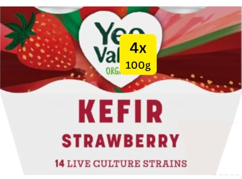 Org Strawberry Kefir Yogurt YeoValleys (4x100g)