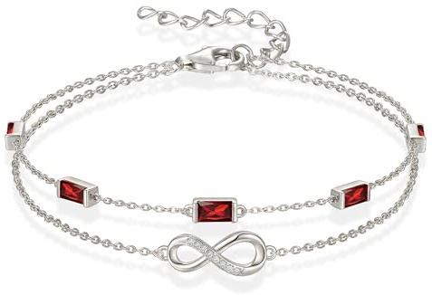 G&GEMSJEW Infinity Armband Damen- 925 Sterling Silber Layered-Armbänder für Damen, Armbänder Damen Mit Cubic Zirkonia Verstellbare Armband Schmuck für Damen Muttertag Valentinstag