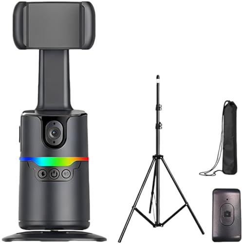 AI Smart Tracking Gimbal, 360 ° rotante auto Face Tracking Phone Camera Treppiede Stand, con telecomando wireless, 8,1 g, 8,1 x 8,1 x 18 cm, per Vlog Live Stream e creazione di contenuti social media