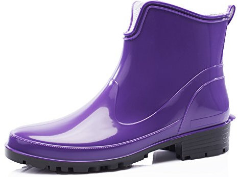 Ladeheid Stivaletti Donna in Gomma PVC Stivaletti Impermeabili da Donna Stivali Corti Eleganti in Gomma per la Pioggia per la Primavera e l'Autunno LA-930 (Porpora 39 EU)