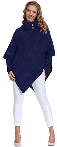 Merry Style Damen Poncho M83N4 (Dunkelblau, One Size)
