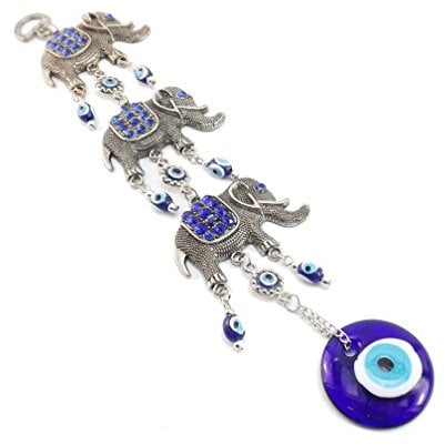 Türkisches blaues Auge Evil Eye Amulett Wandbehang Metall Elefant,Türkisches Auge Evil Eye Ornament Amulett Startseite Anhänger