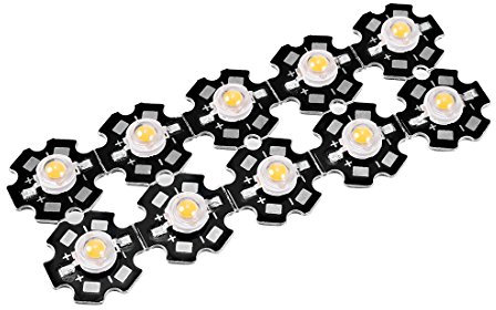 sourcing map 10 Stück LED Chip Birne COB Lichtperlen 280-350mA 1W Warmweiß Super Helle Hohe Energie für Flutlicht