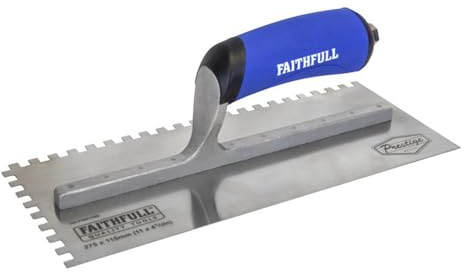 Faithfull FAIPTNT11SS Prestige Stainless Steel Notched (6 mm) Tiling Trowel 275 x 115 mm (11 Inch)