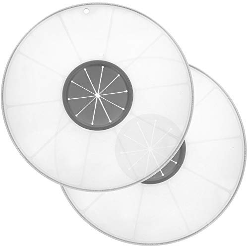 com-four® 2x Couvercle universel anti-éclaboussures pour bols à mélanger - idéal pour la cuisson et la réduction en purée - empêche les éclaboussures dans la cuisine (02 pièces - Ø 30 cm gris)