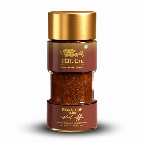 TGL Co. Signature Instant Coffee 3.52oz (100gm) Pack Of 1 | Made from Medium Roast Coffee - Chicory Blend with Smooth Creamy Taste for South Indian Filter coffee| Sip it Hot or cold
