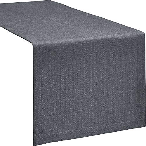 Erwin Müller Tischwäsche, Tischläufer Uni, Krefeld anthrazit Größe 40x130 cm - fleckabweisend, schmutzunempfindlich und leicht zu reinigen, Leinen-Optik (weitere Farben, Größen)