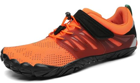 SAGUARO Barfußschuhe Herren Barfussschuhe Damen Barfuss Schuhe Zehenschuhe Outdoor Fitnessschuhe rutschfest Traillaufschuhe Barefoot Shoes mit Zero-Drop Solhe Dunkelorange, Gr.37 EU