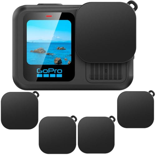 VIZEMO 4 Stück Objektivdeckel für GoPro Hero 13/12/11/10/9 Hero Schwarz Schutzkappe Abdeckung Zubehör (für GoPro 9/10/11/12/13 Hero)
