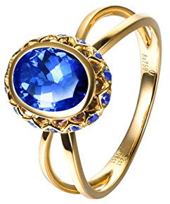 KnSam 18K Gold 750 Weiß Gold Ring frauring Gold Trauringe 750 Gold Kreuz Frau Ring Mit 1.32Ct Saphir Weiß Gold