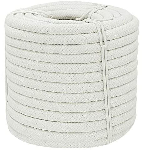 YUZENET Braided Cotton Rope (1/2 inch x 50 ft) Natural Soft Utility Rope