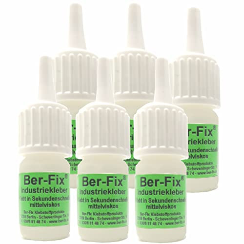 Ber-Fix Industriekleber mittelviskos (100 mPas) 6x 4g leicht dickflüssig universell einsetzbar für Industrie und Heimwerker extra stark und vielseitig für Kunststoff Metall Holz PVC Gummi Keramik