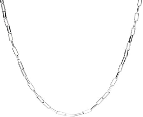 LUUK LIFESTYLE Edelstahl Gliederkette „Chain“ aus Edelstahl, 50cm verstellbare Kettenlänge, Modeaccessoire für Damen, minimalistisches Design, filigran, Geschenkidee, einzigartiger Stil, Silber