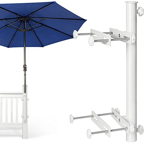 Wanhork Heavy Duty 304 Stainless Steel Patio Umbrella Holder,Deck Umbrella Holder,for Outdoor Fixed Deck Railing Post(Range/3in-6in) Umbrella Deck Mount(Post, White)