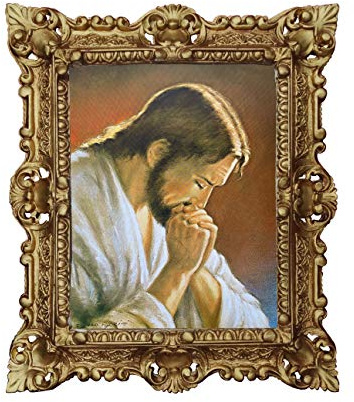 45x38 cm GEMÄLDE JESUS IKONEN Historische Wandbild Bild Heilige Jesus von Nazaret Christus Heiligenbild Bild mit Rahmen Antik Barockrahmen 48B