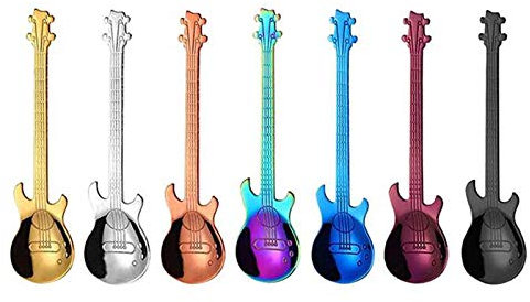 SOONHUA Guitarra Cucharillas de Café, Cucharas de Acero Inoxidable, Guitarra Cucharillas de café Cucharas De Espresso cucharas Moka, para Café, Té, Bebidas, Mezclar o Batidos (Multicolor)