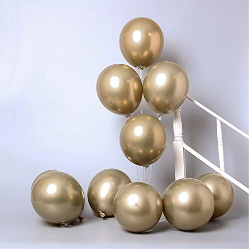 TOPWAYS Champagner Gold Chrom Metallic Luftballons 50 Stück, 30,5 cm dick, Reiner Natur Latex Premium Qualität Perfekten Dekorationen für Geburtstag, Hochzeit, Jahrestag, Babyparties, Party Dekoration