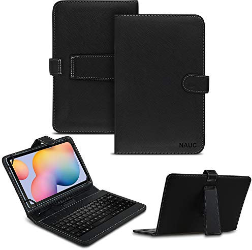 NAUC Tablet Tasche kompatibel für Xiaomi Pad 5 11 Zoll Keyboard USB Hülle Tastatur QWERTZ Tastatur Schutzhülle Standfunktion Magnetverschluss Cover Universal, Farben:Schwarz