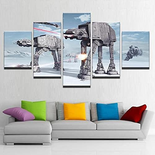 YUANJUN 3D Leinwanddrucke,Modulare Wandkunst Wandaufkleber,5 Teiliges Wandbild,Mit Rahmen,Größe,Leinwandbild,Wandbilder XXL Filmplakat Alien-Krieg
