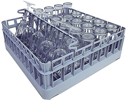 500mm Commercial Glasswasher Basket for Washing Barware, Wine Glasses and Stemware. Removable Glass Recliner Insert, 25 Pint Glasses H180 x L500 x W500mm