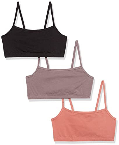 Hanes Women's Bralette, Breathable Pullover Bra, Crop Top, Solid Or Assorted, 3-Pack, Opaque, Black/Spiced Fig/Terra Red, L (Pack of 3)