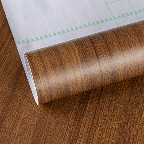 TOTIO Tapete mit Brauner Walnussholzmaserung 40X900CM Matte Verdickung Wasserdicht Klebefolie Walnusskorn Möbelfolie DIY Selbstklebend Wandaufkleber Vinyl Dekorfolie für küche badezimmerschränke