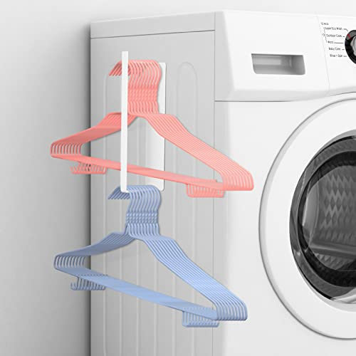 Magnetischer Kleiderbügel - Wandhalterung, Kleiderständer, Organizer für Waschmaschine, Stapel für Schrank, Waschküche, Platzsparende Aufbewahrung (Weiß)