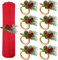 KAHEIGN 8Pcs Weihnachten ServiettenRinges Holz Serviettenhalter mit Tannenzapfen, Beeren, Schneeflocken Serviettenhalter für Weihnachten, WeihnachtsserviettenRinges Halter für Party Tischdekoration