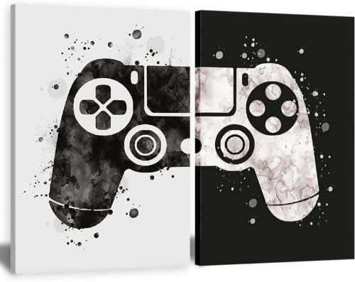 HONEYBABY Framed Gaming Room Decor Canvas Wall Art Video Game Art Prints, Gaming Theme Posters Prints for Boys Kids Game Room Bedroom Playroom Wall Decor (12x16 INCH)