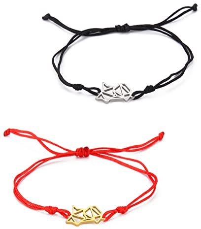 UNIFT Fuchs-Armband Für Frauen, Mädchen, Edelstahl, Aushöhlen, Stil, Einzigartig, Abstrakt, Niedlich, Großer Schwanz, Fuchsseil, Doppeltes Armband, Schmuck, Fuchs-Liebhaber-Geschenk (Silber + Gold)