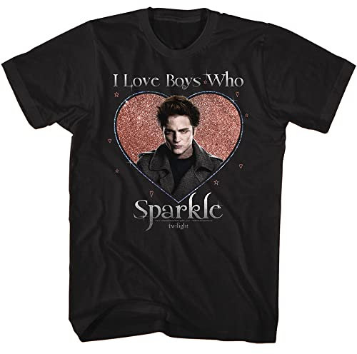 Twilight T-Shirt I Love Boys Who Sparkle für Erwachsene, kurzärmelig, Twilight Movies Graphic Tees, Schwarz, 3X-Large