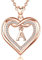 AEONSLOVE Buchstaben Kette A Kupfer Roségold Herz Buchstaben Anhänger Halskette mit Namen Namenskette Damen Frauen Mädchen Initialen Alphabet Schmuck Geschenk
