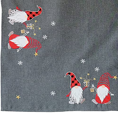 matches21 HOME & HOBBY Tischdecke Carina 85 x 85 cm Weihnachtswichtel Stickerei & Applikation Mitteldecke grau Polyester