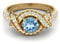 Nachlassring 6MM Rundschliff Blauer Topas und Zirkonia 925 Sterling Silber Jubiläumsringe Ringe für Damen (Gold-Vermeil, 65)