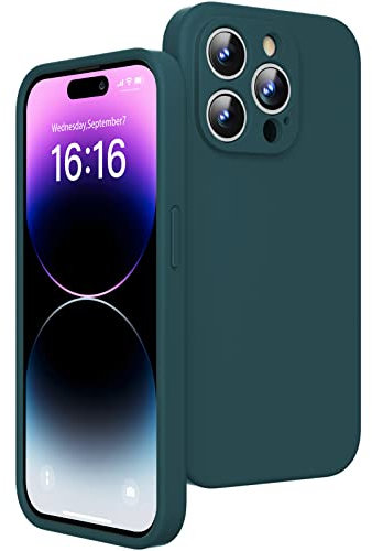JASBON Ultra Dünn für iPhone 14 Pro Hülle | Stoßfester Liquid Silikon Hülle | 360°-Schutz Kratzfestem Case | Handyhülle iPhone 14 Pro 6,1 2022 Brown Green