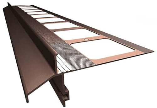 Renoplast® Profilé D'égout en Aluminium K40 200cm Marron | Finition de Terrasses et Balcons | Sols Carrelés sur Mortier-colle | Systèmes D'évacuation D'eau Profilé en équerre| Protection Anticorrosion