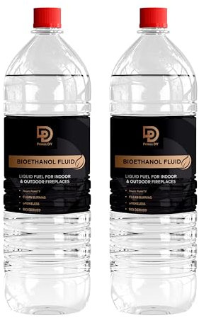 Primes DIY Premium Bioethanol Fuel, Bio Ethanol Liquid Fuel for Fires Pits, Fireplace High Purity Clean Burning, Indoor & Outdoor Liquid Fuel Liquid use in firepit, stoves, Table top burners (2 litre)